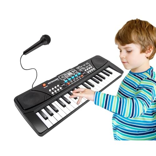 M SANMERSEN Kids Piano Keyboard, Piano for Kids with Microphone Portable Electronic Keyboards for Beginners 37 Keys Musical Toy for 3/4/5/6 Year Old Girls Boys