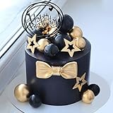 DRWATE Ball Cake Toppers Simplicity Gold Black Ball Cake Toppers DIY Cake Insert Topper Foam Cake Balls Baking Decoration for Wedding Anniversary Birthday Baby Shower Party Supplies (Gold Black)