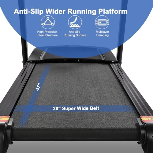 Image of Treadmills for Home, Treadmill with 0-15% Auto, 4.0HP Folding Electric Treadmil, 20 inch Wide Running Machine with Bluetooth Speaker & Pulse Monitor, 350 LBS Weight Capacity