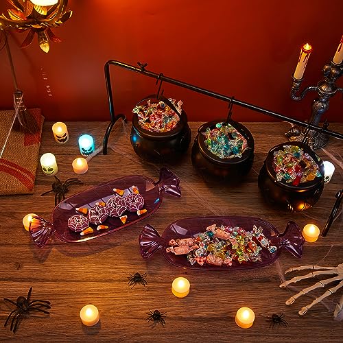 Joyin 15593 3 Witches Cauldron Serving Bowls, 2 Purple Candy Discs, A Black Metal Shelf With 3 Hooks, 6 Pcs Halloween Party Decoration Set Black Plastic Candy Bucket Cauldron Bowls thumb #4