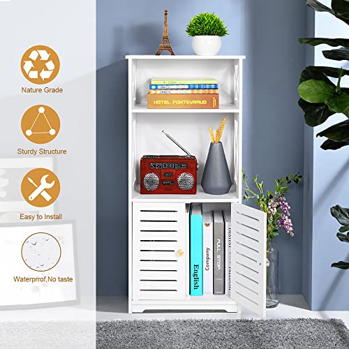 Bathroom Floor Storage Cabinet,Bathroom Storage Furniture Home Organizer Shelf Rack Multiple Tiers Shelves Cabinet,Free Standing Cabinet With Shelf,Small Space Corner Cabinet #TOP4