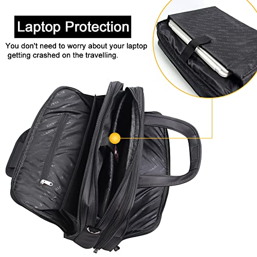 Large Briefcases For Men Canvas Tote Bag Laptop Case 19 Inch Computer Bag Work Bags Business Mens Bag Office Carrying Cases Messenger Bag Book Bag Black (X-Large Size #TOP6