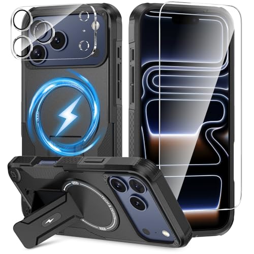 3 in 1 iPhone 17 Pro Maxp P[X [MagSafeΉ] [CrWuLbNX^h] [HDXN[veN^[] [JYveN^[] iPhone 17 PromaxpCgѓdbیJo[(ubN)