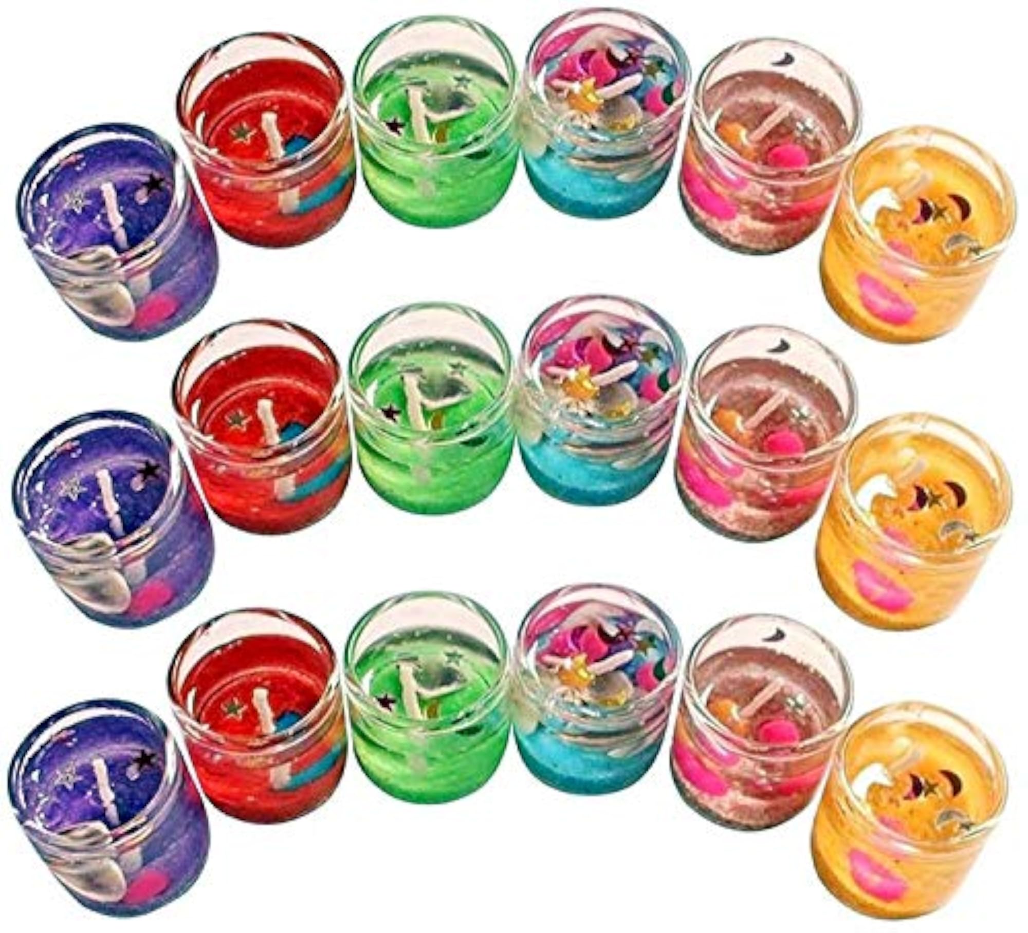Small Multicolour Decorated Mini Glass Jelly Gel Candles