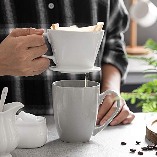 DOWAN Pour Over Coffee Dripper, Non Electric Pour Over Coffee Maker, Porcelain Slow Brewing Accessories for Home, Café, Restaurants, Easy Manual Brew Maker, White - Image 6