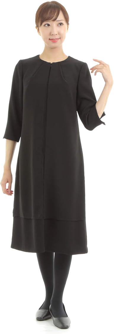 Amazon Co Jp ブラックフォーマル 喪服 レディース ロング丈 ワンピース オールシーズン 前開き 日本製 安い 服 ファッション小物