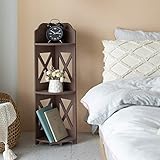 Corner Shelf,Narrow Nightstand for Small Spaces,3 Tier Planter Stands for Indoor,Small corner shelves for Living Room,Corner Stand for Half Bathroom Storage,Espresso by AOJEZOR