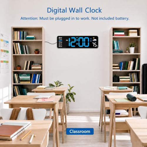 Digital Wall Clock with Remote Control for Indoor Wall Decoration (Blue) - Image 5