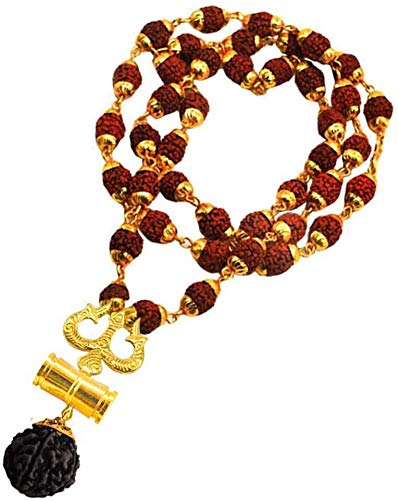 Bhumi09 Nickel and Brown Wood and Brass Kavach Rudraksha Trishula Damru Locket Pendant Necklace for Men and Women-image-40