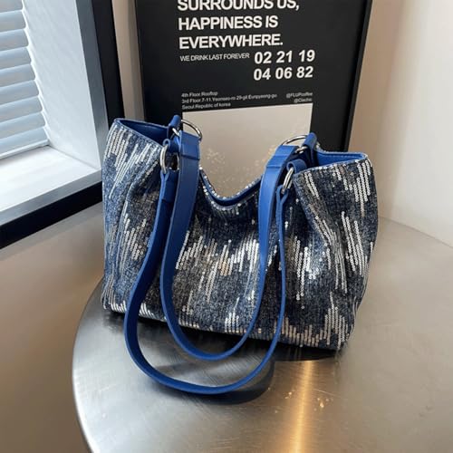 Sequin Purse Sparkly Denim Sequin Purse Tote Bags Shoulder Bag with Zipper Trendy Ideal Gifts for Women Girls2