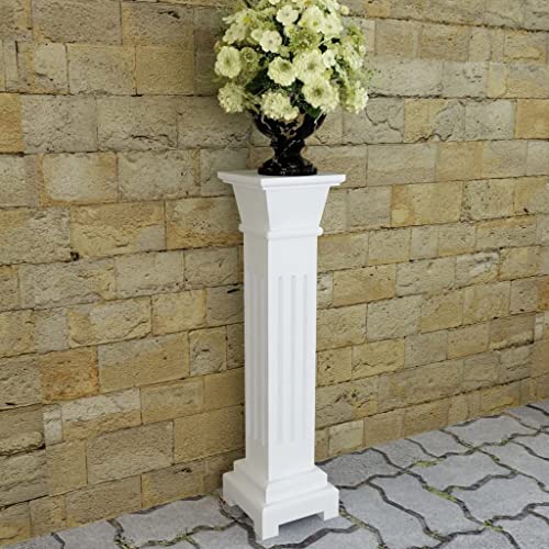 HaoChrymec Support à Plantes, Colonne Carrée en MDF Blanc, Meuble Plante Classique et Élégant, Porte Plante Interieur pour Salon, Chambre, Véranda, Couloir, Blanc, 17 x 17 x 66 cm