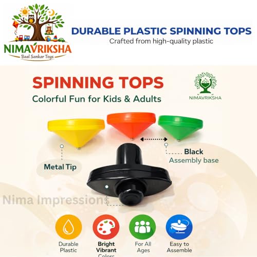 Image of Plastic Spinning Top with Launcher Set of 3 | Plastic Lattu Toy for Kids 2+ Years | Spinning top Toy with Launcher Set.
