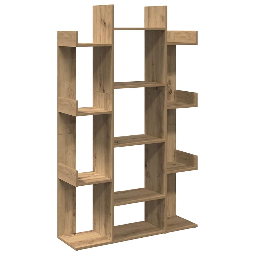 Estantería estrecha roble Artisan de 13 compartimentos moderna para salón u oficina de 140 cm