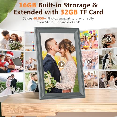 undefined Digital Picture Frame WiFi Grey Send Photos from Phone16GB Storage Smooth System 10.1inch 1280x800 IPS Touch Screen Digital Photo Frame Auto-Rotate Wall Mountable の商品画像 5