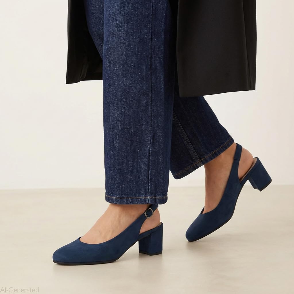 Jana Damen Slingpumps mit verstellbarem Riemen Vegan
