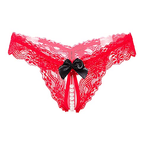 5 Pack Floral Lace Thong Lingerie For Women Bow-Knot G-String Sexy Pearl Comfy T-Back Panties Medium Multicolor #TOP7