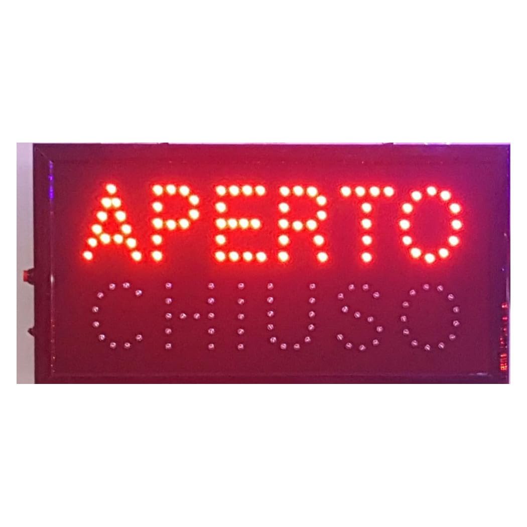 TrAdE Shop Traesio INSEGNA A LED Luminosa DINAMICA con Tasto SELETTORE Aperto O Chiuso 50X25 CM