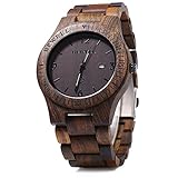 Bewell zs-w086bメンズ木製腕時計 防水 カレンダー アナログクォーツムーブメント腕時計 黒檀木製ダイヤル(FBA)