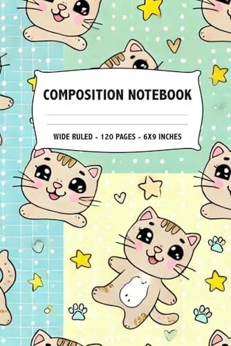 Composition Notebook: Cat Kitten Meow Party Cute Funny Book for Kids, Girls, Boys, School, Students and Teachers Wide-Ruled Lined Journal Composition Notebook | 6x9 Inches | 120 Pages image 2