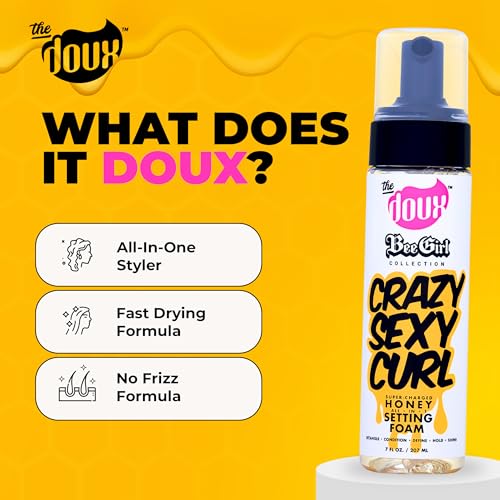 The Doux Curl Cream & Setting Mousse for Curly Hair CRAZYSEXYCURL Honey Foam for Heatless Curls Overnight, Frizz Control, Shine & Moisture – Curly Hair Styling Product with Aloe & Silk Amino Acids - Image 5