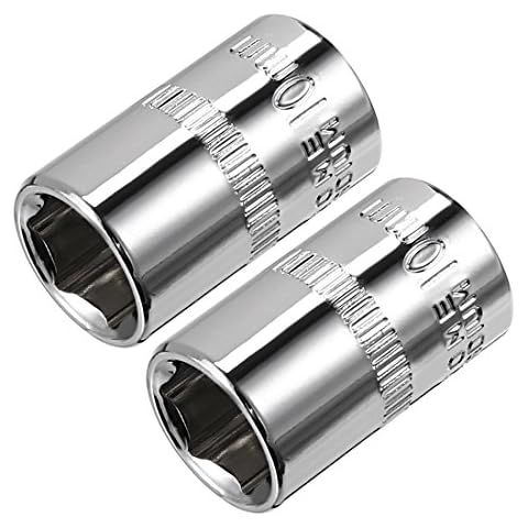 sourcingmap 2 Pcs 1/4-Inch Drive 10mm 6-Point Shallow Socket, Metric, Cr-V Cover