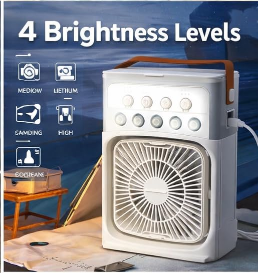 Image of Portable 360 Rotation USB-C Rechargeable 3 Fan Speeds Mini Air Cooler for Desk Room & Outdoor Use
