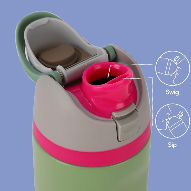 Sarvin Aqua Dual-Sip Insulated Stainless Steel Water Bottle 24 Oz Verde Rosa miniatura 2