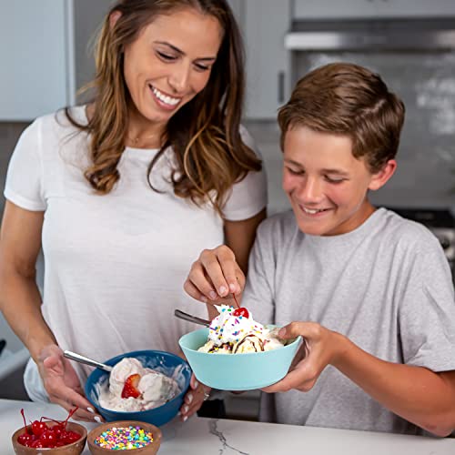 Grow Forward Premium Wheat Straw Bowls - 28 Oz Unbreakable Cereal Bowls Set Of 8 - Lightweight Microwave Safe Bowls For Kitchen - Reusable Alternative To Plastic Bowls For Camping, Rv - Ocean #TOP1