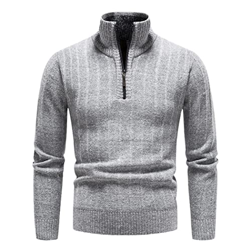 Pull polaire épais homme protection thermique col roulé zippé gris