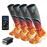 [meosos] 【3足/2足/1足入り】電熱ソックス アプリ45-75℃温度調節 つま先発熱対応 2個8000mAhバッテリー選択可能 5段階タイミング 高弾性 洗濯可能 男女兼用 日本語説明書付き (グレー(2足入り)-8000mAh)