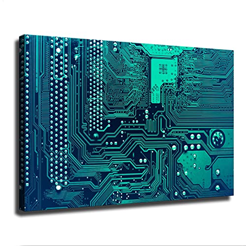 Circuit Board Art Print Computer Science Wall Art Electronic Motherboard Wall Decor Chip Wall Hanging Electrical Engineer Gife For Dad Partner Tech Lovers (Framed,24×36Inch) #TOP29