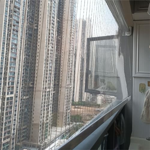 Toldo enrollable de PVC transparente para pérgola, garaje, balcón y jardín, pantalla retráctil impermeable con sistema de resorte, cortina transparente resistente al viento (90 x 140 cm)