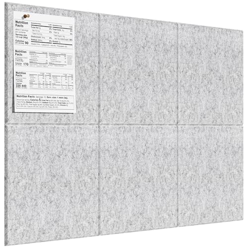 Image of MaxGear Felt Bulletin Board 36 inch x 24 inch, Light Gray Felt Wall Tiles Push Pins
