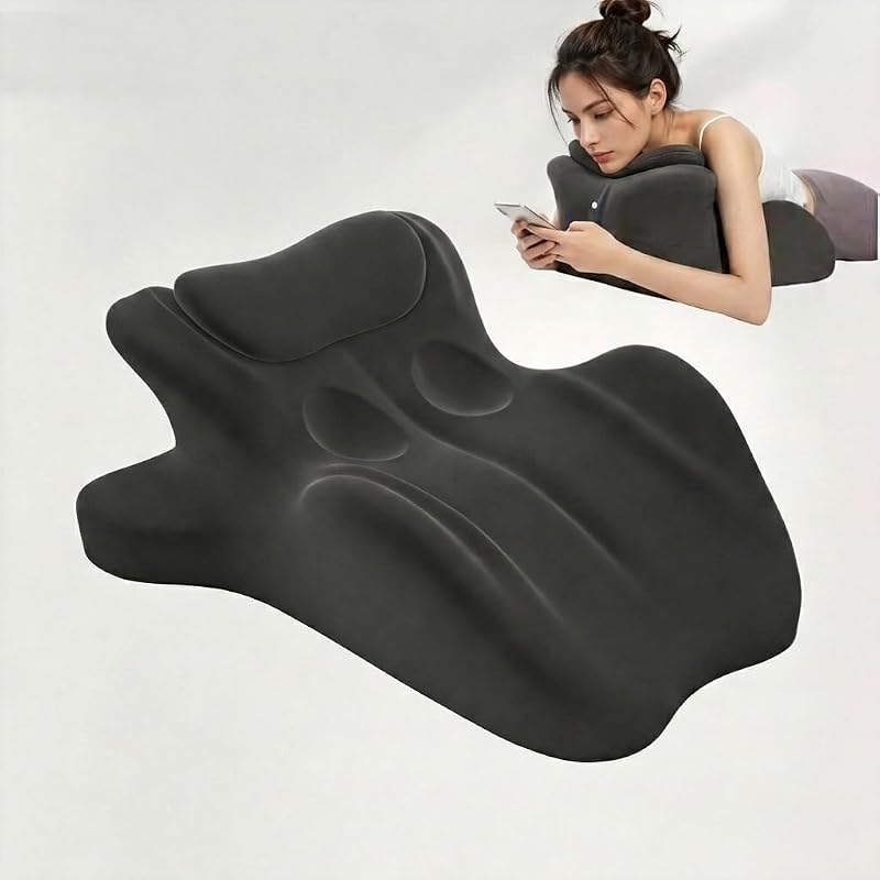 Sweet Spot Pillow,27° Ergonomic Contoured Lounger Cushion for Back,Chiro Monk Pillows for Couples,Multi-Functional Comfort Pillow,Lumbar and Body Support(Black)
