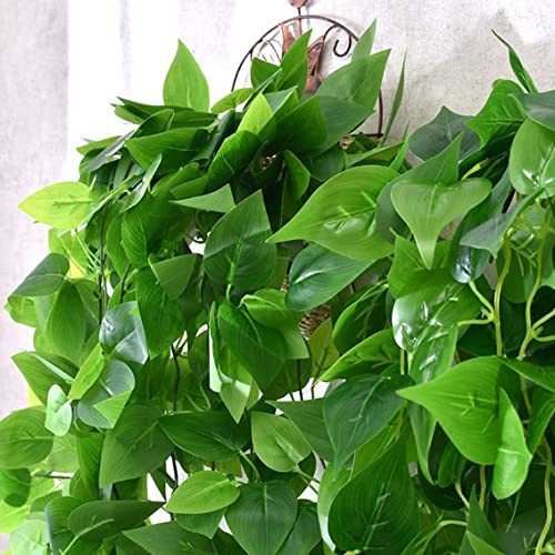 Image of Tdas Plastic Artificial Plants With Pot Leaves Hanging Ivy Garlands Plant Greenery Vine Creeper Home Decor Door Wall Balcony Decoration Party Festival Craft (Design 1 (1 Pcs))