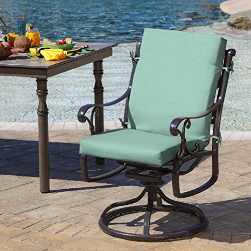 Image of Arden Outdoor Midback Chair Cushion, 18 x 16.5, Aqua Leala