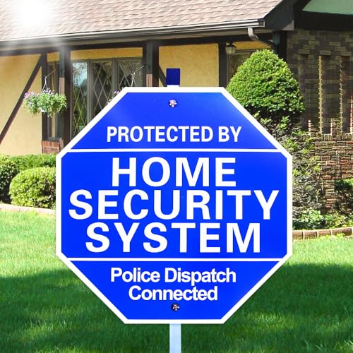 Home Security Signs for Yard Protected By Home Security System Signs for Yard - 10x 28Police Dispatch Connected Warning Sign with Ground Stake - 100% Aluminum Composite-UVProtected