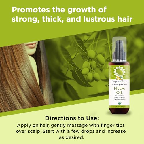 Organic Veda Neem Oil - Pure, Cold Pressed & Organic Neem Oil For Skin, Hair, Face, Body, Scalp - Natural Moisturizer thumb #4