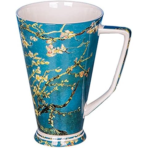Eplze YBK Tech Bone China Teacup, Coffee Mug for Tea Lover and Art Lover- Van Gogh Oil Painting Series (19oz, Apricot Flower) Cover