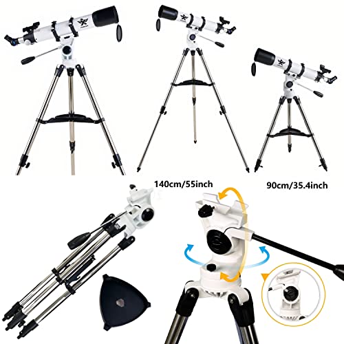 Force-X Telescope, 90Mm Aperture 700Mm Az Astronomical Refractor Telescope,Telescope For Kids,Telescopes For Adults Astronomy, With Phone Adapter And Wireless Remote #TOP3