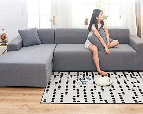 Funda de sofá para 5 plazas elástica adaptable protector de sillón café 4