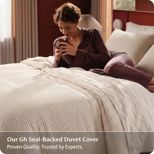 Image of Bedsure Cotton Duvet Cover King Size - 100% Cotton Waffle Weave Beige Duvet Cover, PureWoven Textured Breathable Bedding Comforter Cover for All Season, 1 Duvet Cover Only 104 inchx90 inch
