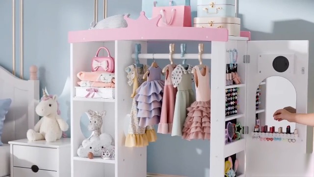Amazon.com: Betterhood Kids Closet with Jewelry Cabinet, Dress up Storage  with Shelves&Mirror, Costumes Wardrobe Closet with Hanging Rack for  Toddlers,Organizer for Bedroom, (Kids' Armoires, Pink) : Home & Kitchen