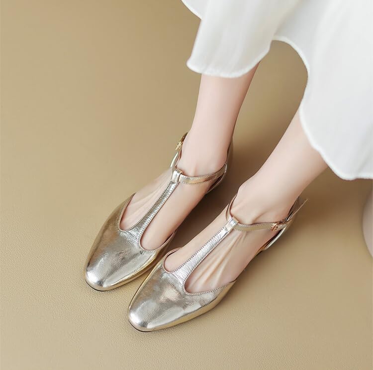 Women's Mary Jane Flats Closed Square Toe Ballet Flat Dressy Comfortable Slip on Shoes4