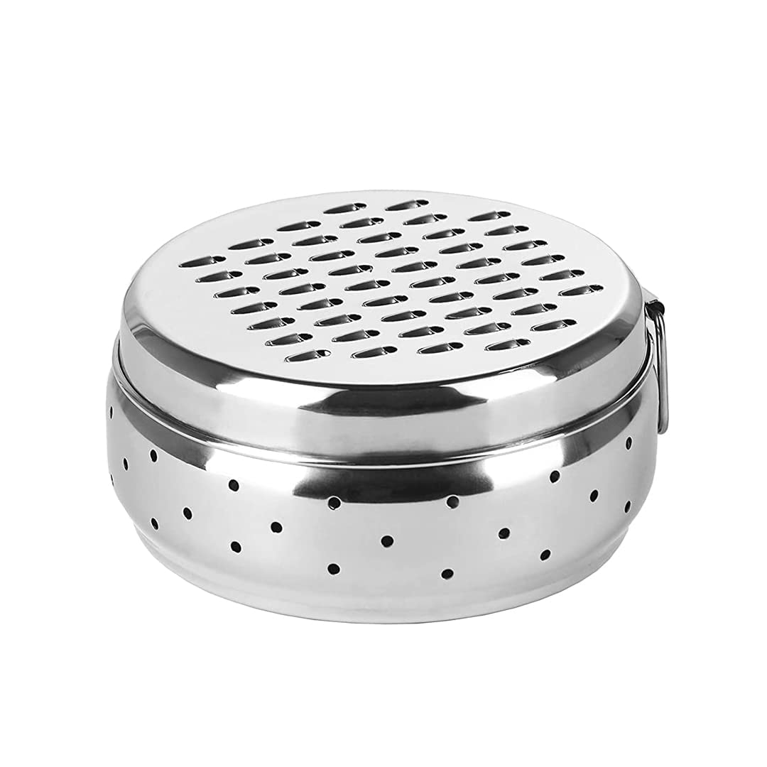 Sambhuya Stainless Steel Vegetable Grater with Storage Container | Cheese | Carrots | Potato | Cucumber Grater with Container Box Storage (Small (12.5 cm Dia) (Pack of 01)-image-16