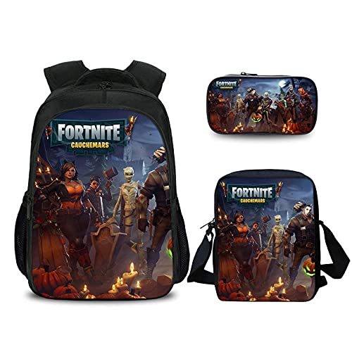 3D Anime Schulasse 3 Stück/Set Jugend Schulste Reiserucksack Herren und Damen Schulrucksack-Festung 4_40 * 29 * 15 cm Cover
