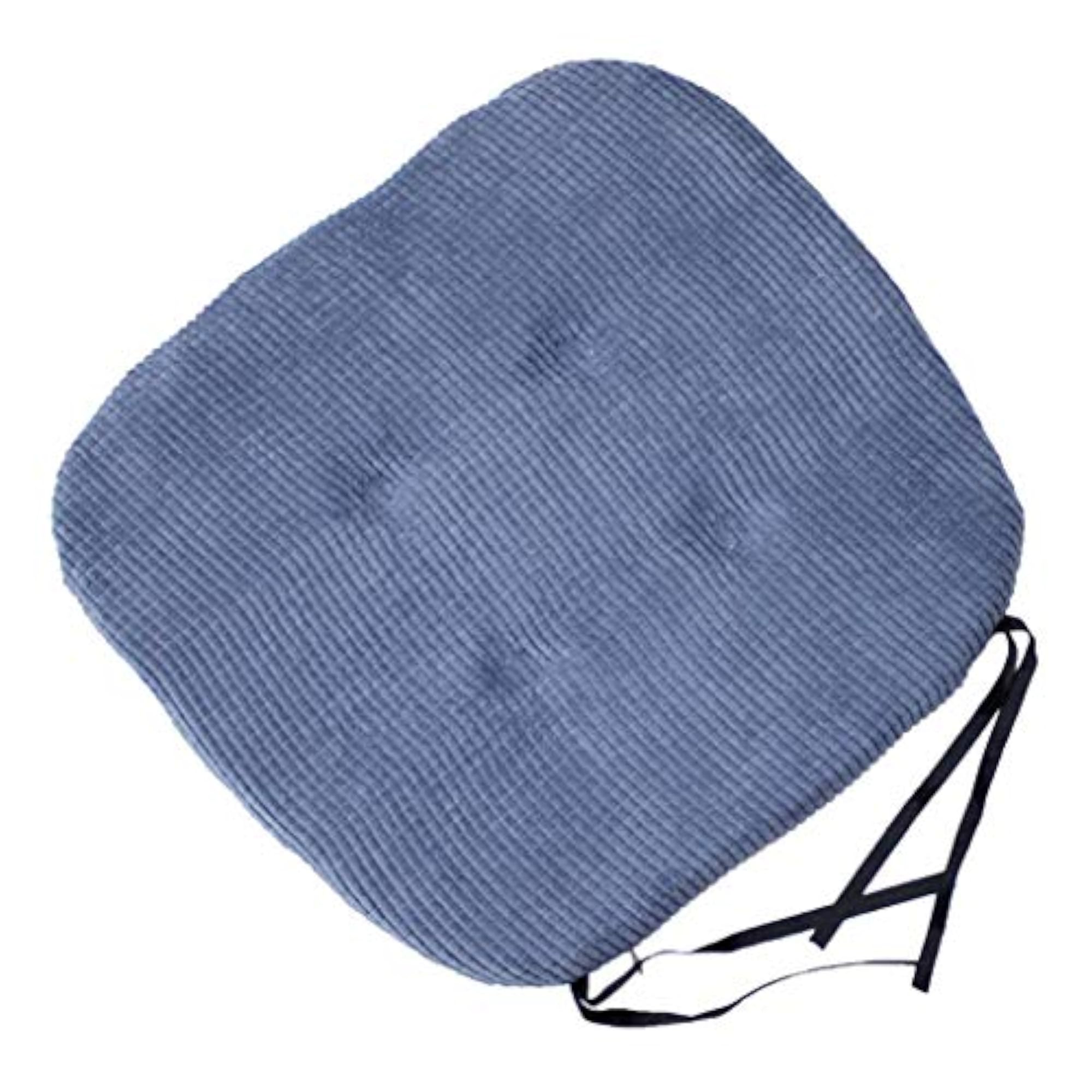 Square Cotton Chair Cushion with Ties, Dark Blue