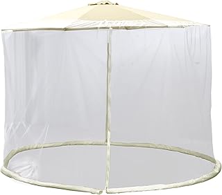 Lrnn Patio Umbrella Mosquito Nets, 7.5-11ft Outdoor Patio Table Umbrella Mosquito Netting, Canopy Umbrella Net with Zipper Door Polyester Mesh Net Screen Universal for Table Umbrellas