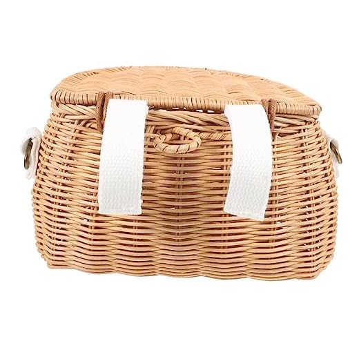 BESPORTBLE 1 Unidade Cesta De Bicicleta Recipientes Com Tampas Bicicletas Infantis Cesta Frontal De Scooter Crianças Mochila Rattan Cesta Tecida Vime Criança Pequena Quadriciclo Feito à Mão