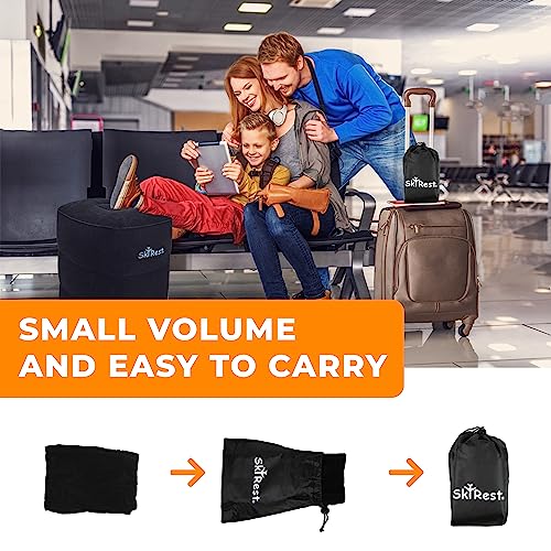 Skyrest Inflatable Foot Rest Travel Pillow-Adjustable Airplane Footrest For Airplane Travel, Car, Train, Home & Office, Airplane Bed For Toddlers, Comfortable Seat Extender For Kids - Black #TOP6